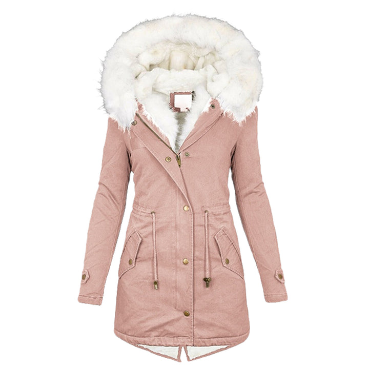 Damen Gefütterter Parka-Mantel mit Teddyfutter, abnehmbarer Kunstfellkapuze und Taillenzug Drune