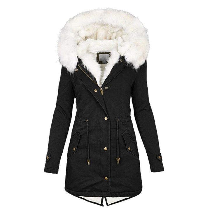 Damen Gefütterter Parka-Mantel mit Teddyfutter, abnehmbarer Kunstfellkapuze und Taillenzug Drune