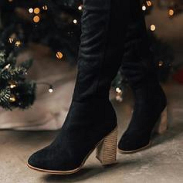 Damen Kniehohe Slouch‑Stiefel mit mittlerem Blockabsatz und seitlichem Reißverschluss Drune