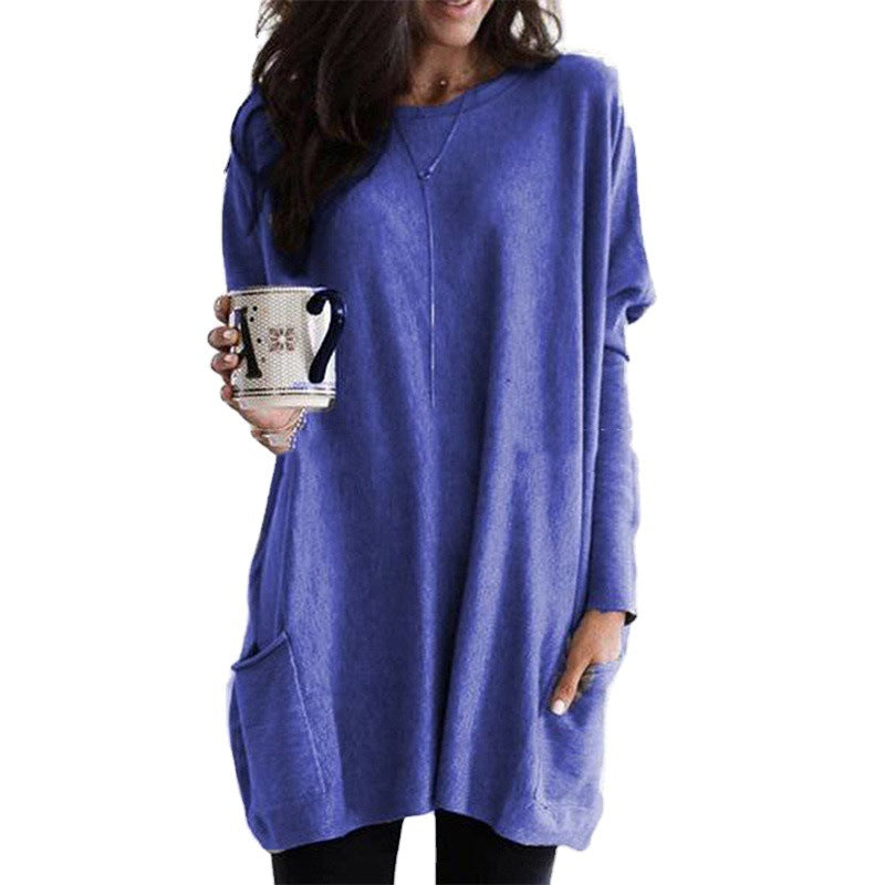 Damen nan oversized Longshirt mit Kontrastblock und aufgesetzten Taschen Drune
