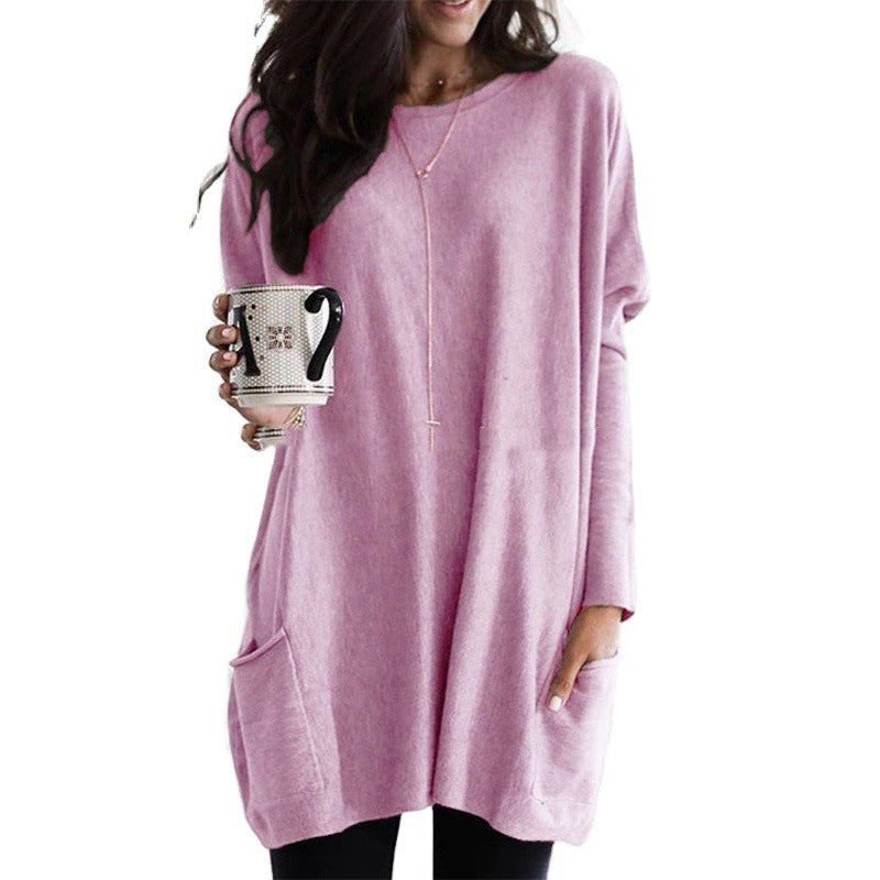 Damen nan oversized Longshirt mit Kontrastblock und aufgesetzten Taschen Drune