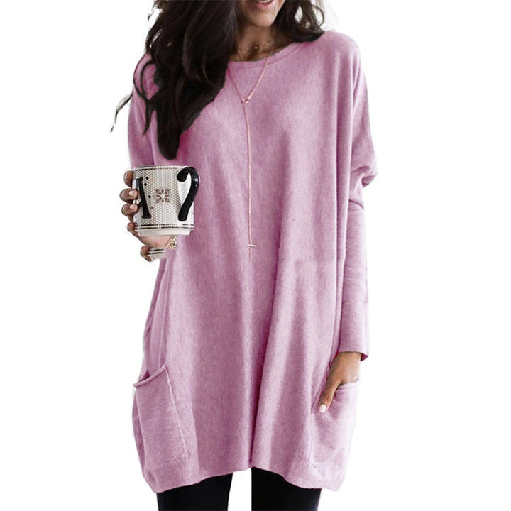 Damen nan oversized Longshirt mit Kontrastblock und aufgesetzten Taschen Drune