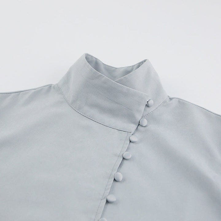 Drune | Viktorianisch Inspirierte Bluse mit Hohem Kragen