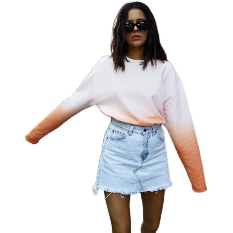Damen Oversize Dip‑Dye Sweatshirt mit Farbverlauf und geradem Saum Drune