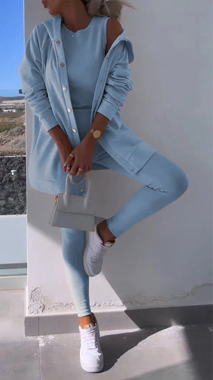 Drune | Elegante Weste mit Sweatshirt mit Kapuze Set