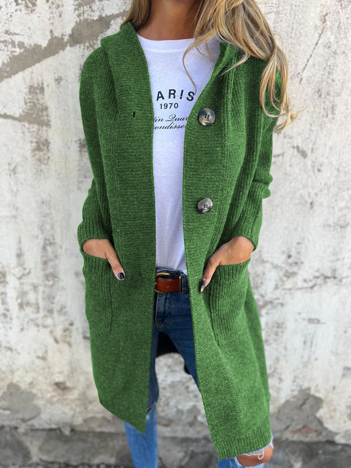 Drune | Cardigan - Langer Offener Front - Geripptes Strick - Knopfverschluss & Vordertaschen