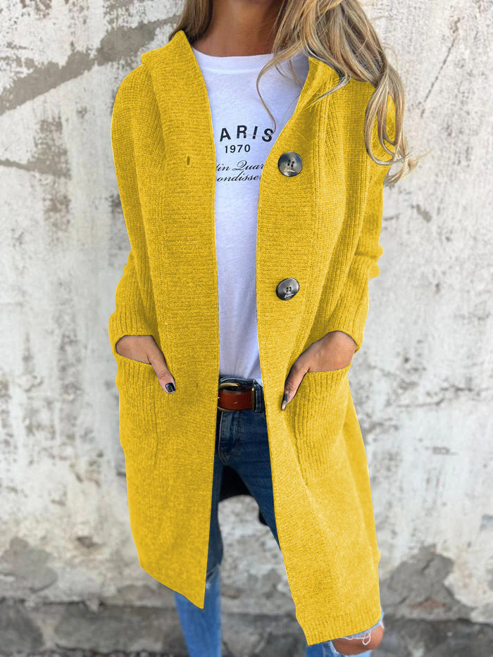 Drune | Cardigan - Langer Offener Front - Geripptes Strick - Knopfverschluss & Vordertaschen
