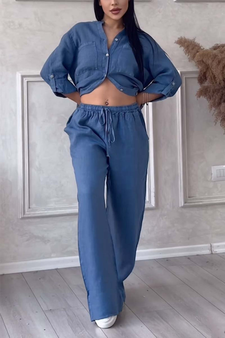 Drune | Zweiteiliges Set mit Hosen aus Baumwolle und Leinen