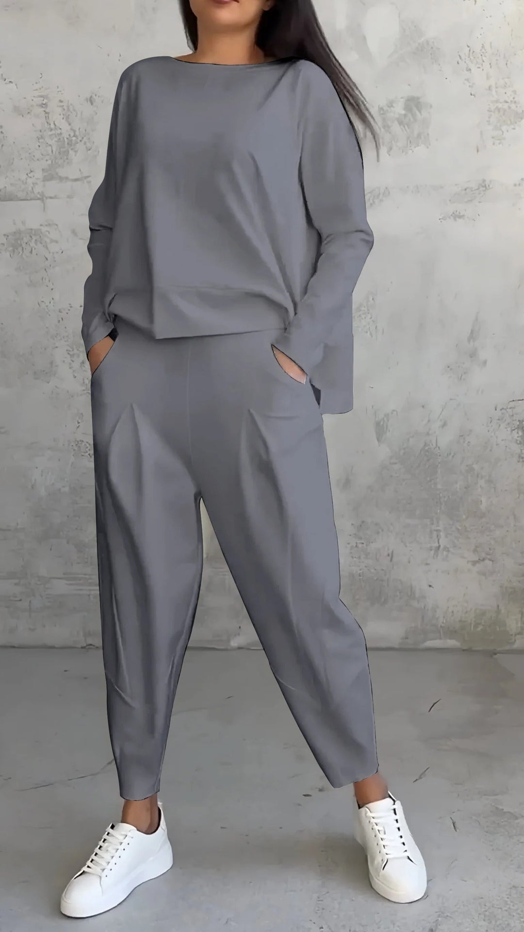 Drune | Lounge Satz Übergröße Top Gerade Hose Weicher Strick Komfort Stil
