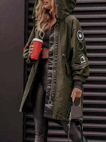 Drune | Damen Parka - langer Mantel mit Kapuze, verstellbarem Kordelzug und Reißverschluss