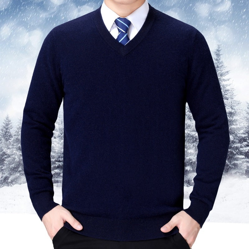 Herren V-Ausschnitt Strickpullover aus weichem Baumwollmix Drune