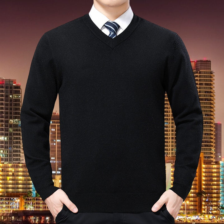 Herren V-Ausschnitt Strickpullover aus weichem Baumwollmix Drune