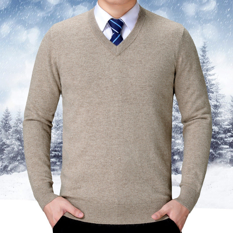 Herren V-Ausschnitt Strickpullover aus weichem Baumwollmix Drune