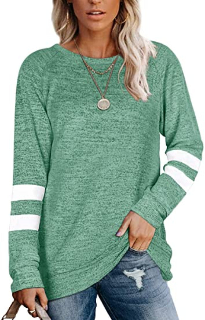 Damen lässiges Langarmshirt mit kontrastierenden Ärmeldetails Drune