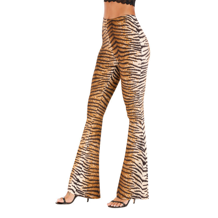 Damen Flared Leggings mit Tigerprint Drune