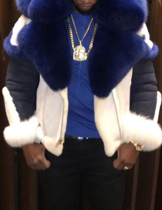 Herren Luxus-Winterjacke mit hochkragen und auffälligem Pelzbesatz Drune