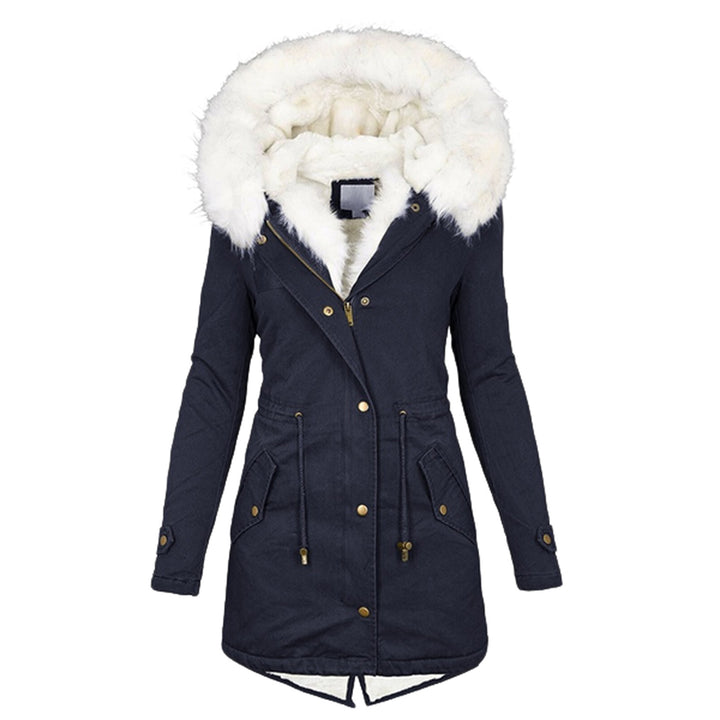 Damen Gefütterter Parka-Mantel mit Teddyfutter, abnehmbarer Kunstfellkapuze und Taillenzug Drune