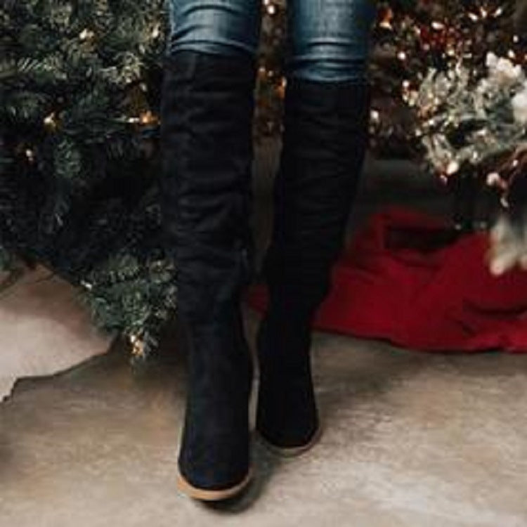 Damen Kniehohe Slouch‑Stiefel mit mittlerem Blockabsatz und seitlichem Reißverschluss Drune