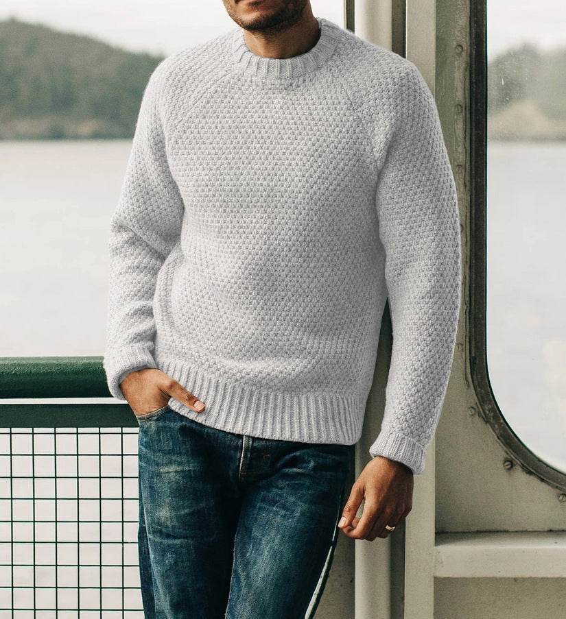 Herren Raglan-Strukturpullover mit Wabenstruktur und Rippbündchen Drune