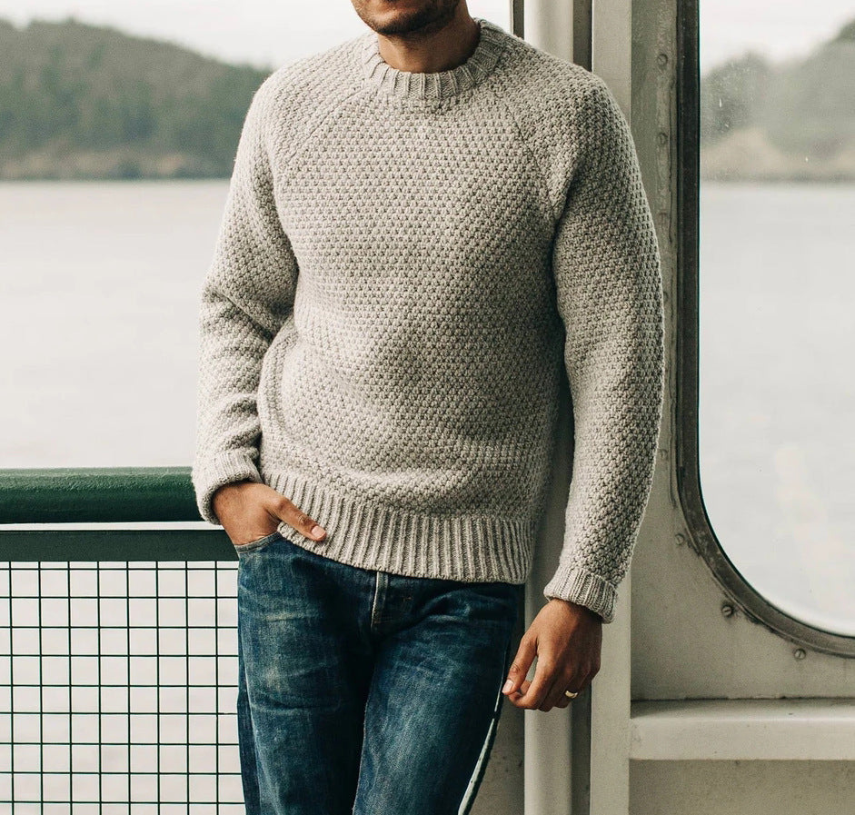 Herren Raglan-Strukturpullover mit Wabenstruktur und Rippbündchen Drune