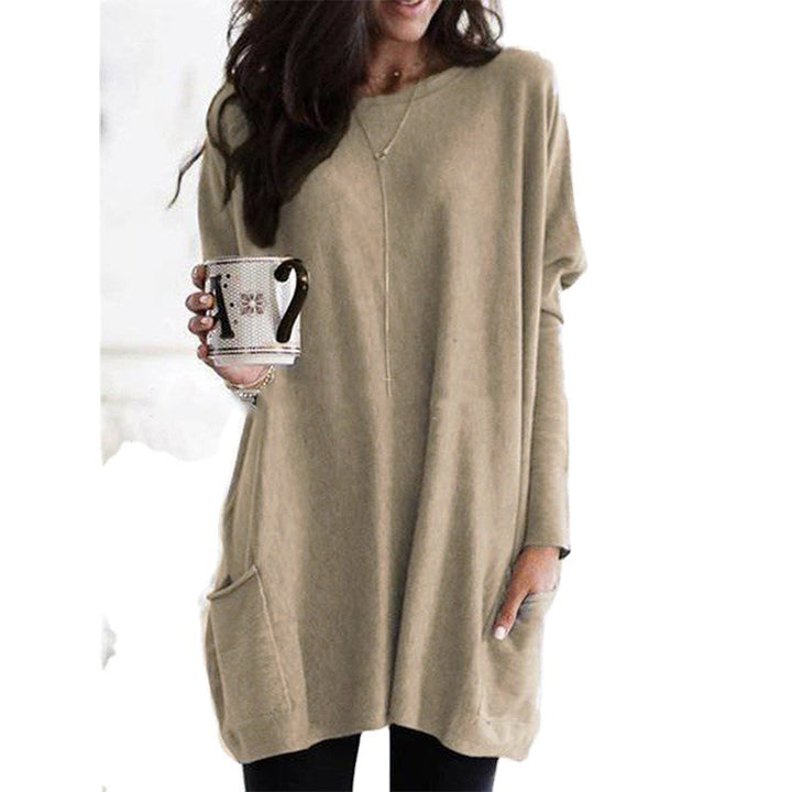 Damen nan oversized Longshirt mit Kontrastblock und aufgesetzten Taschen Drune