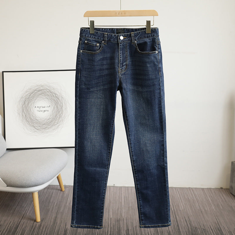 Herren Gerade geschnittene Jeans aus Stretch-Denim mit Fünf‑Taschen und Used‑Effekt Drune
