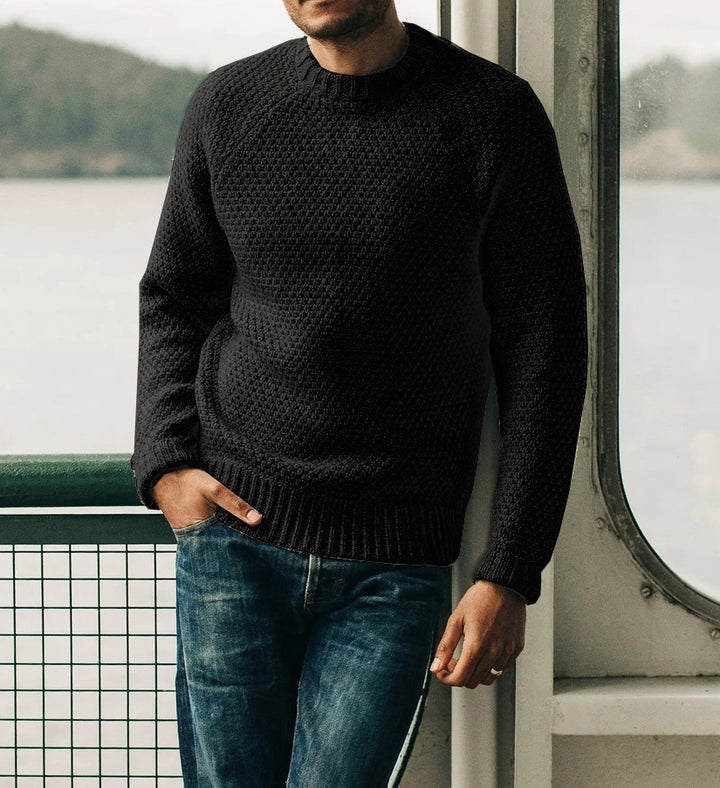 Herren Raglan-Strukturpullover mit Wabenstruktur und Rippbündchen Drune