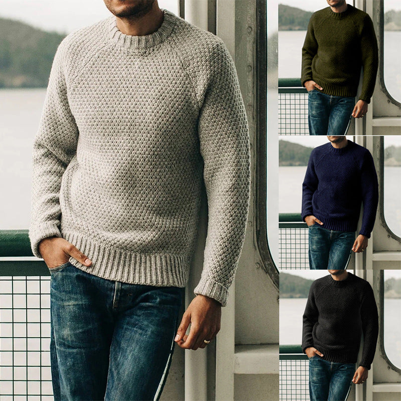 Herren Raglan-Strukturpullover mit Wabenstruktur und Rippbündchen Drune