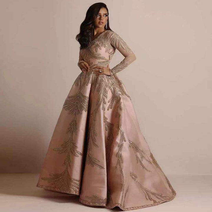 Damen Glamouröses Abendkleid mit schimmernden Pailletten und tiefem V-Ausschnitt Drune