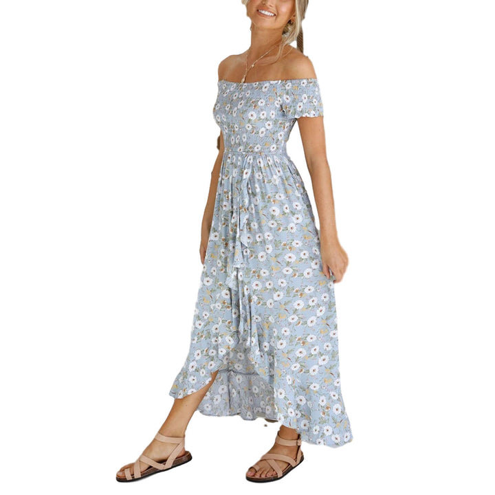 Damen Off-Shoulder Maxikleid mit floralem Print und lässigem Schnitt Drune