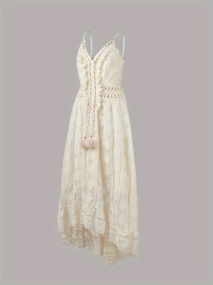 Drune – boho-maxi-sommerkleid mit spaghettiträgern und v-ausschnitt