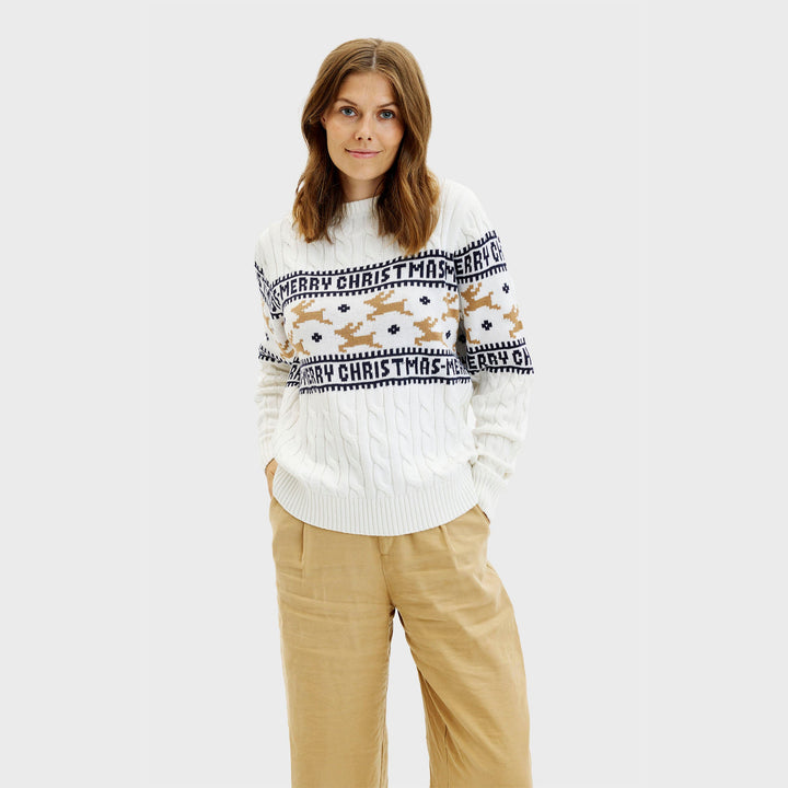 Drune | Der elegante Weihnachtspullover Weiß - Damen