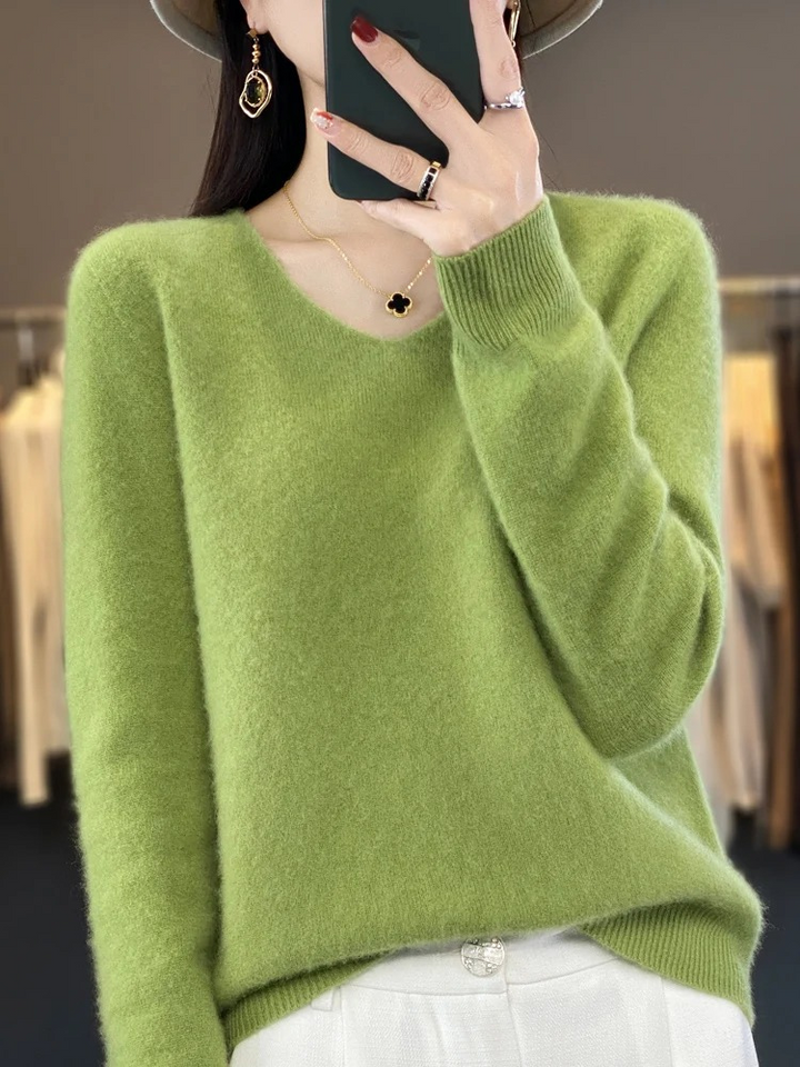 Drune | Cashmere Pullover Damen Eleganter V-ausschnitt, Weich & Komfortabel