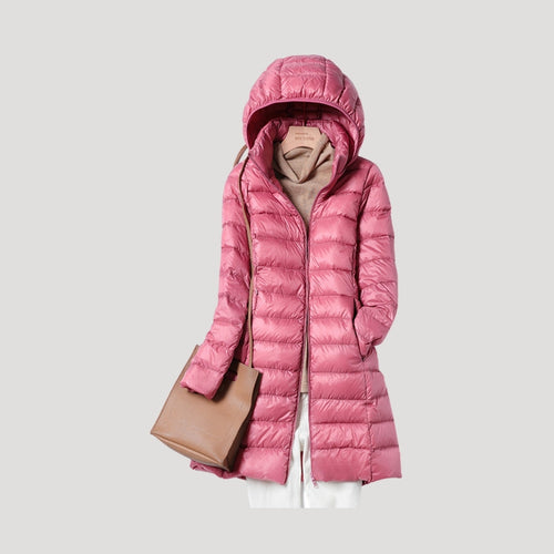 Drune | Damen lange gepolsterte Winter-Puffermantel mit Kapuze