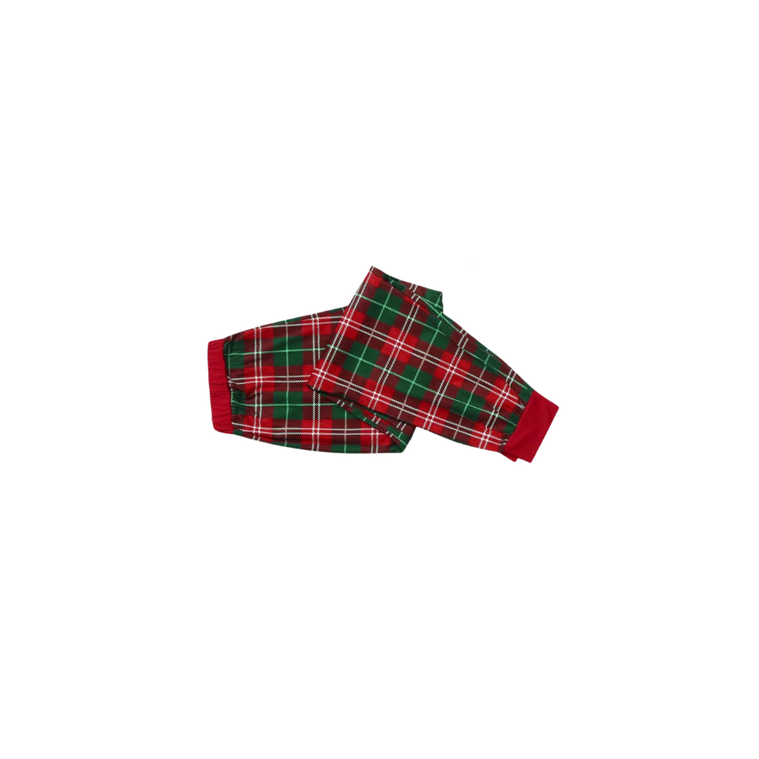 Drune | Weihnachtsweiße & Rote & Grüne Karo-Hosen Paar passende Pyjamas