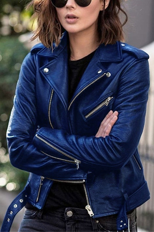 Drune | Revers Zip-Up Kunstleder Motorradjacke