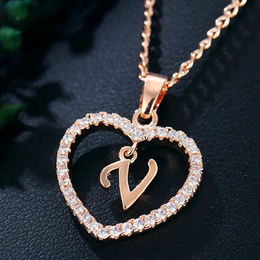 Drune | Buchstaben Zirkon Liebe Kette Schmuck Anhänger
