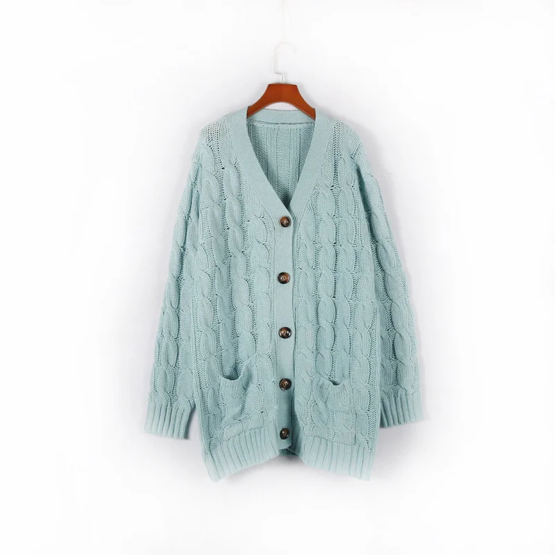 Drune | Wollstrickjacke Damen Mit Zopfmuster Und Holzknöpfen, Lockere