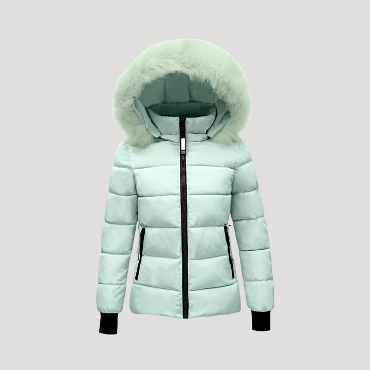 Drune | Damen Pufferjacke mit Pelzkapuze & Wattierte Jacke