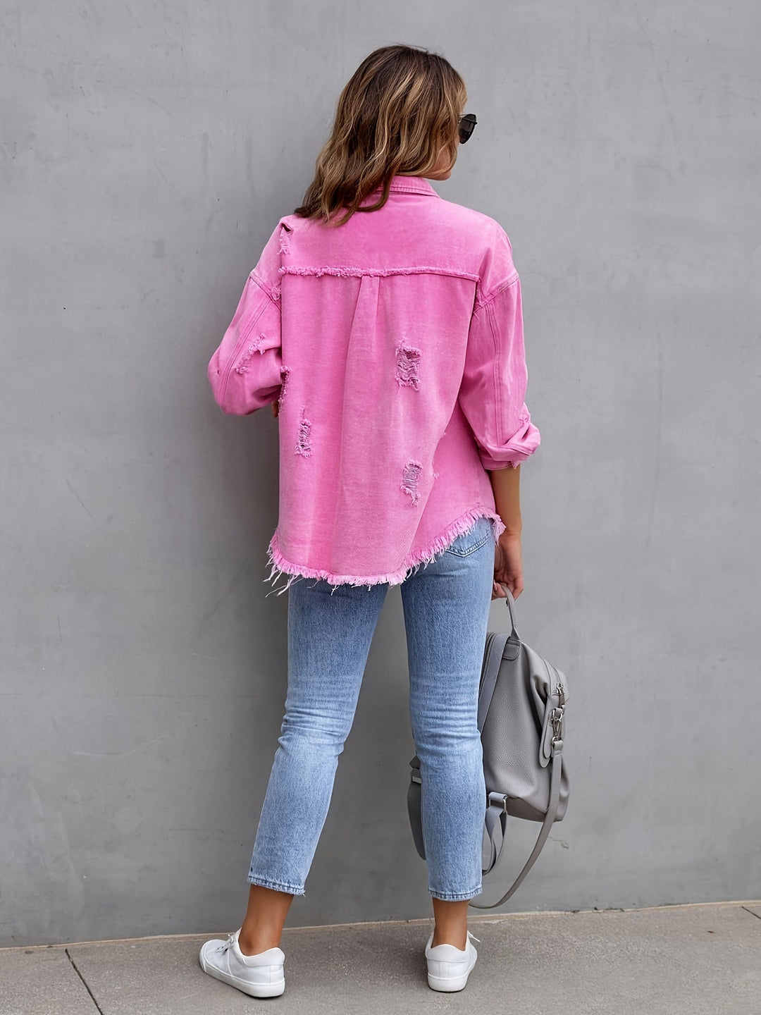Drune | Denimjacke Boho Nicht Dehnbar, Einfarbig, Knopfverschluss