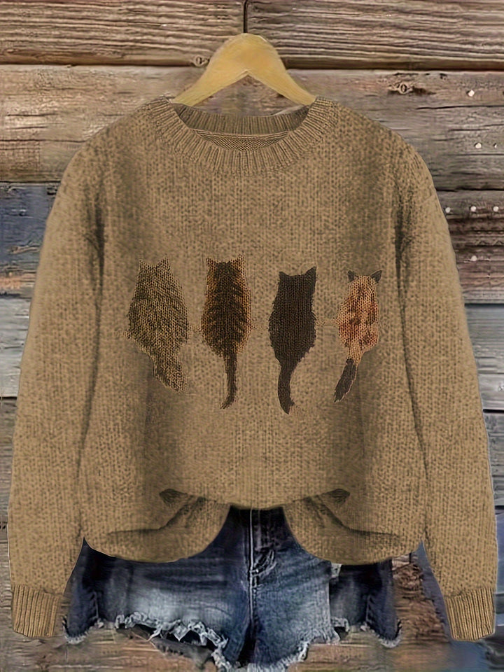 Drune | Strickpullover mit Katzendesign Acrylmischung Komfortabel und Stilvoll
