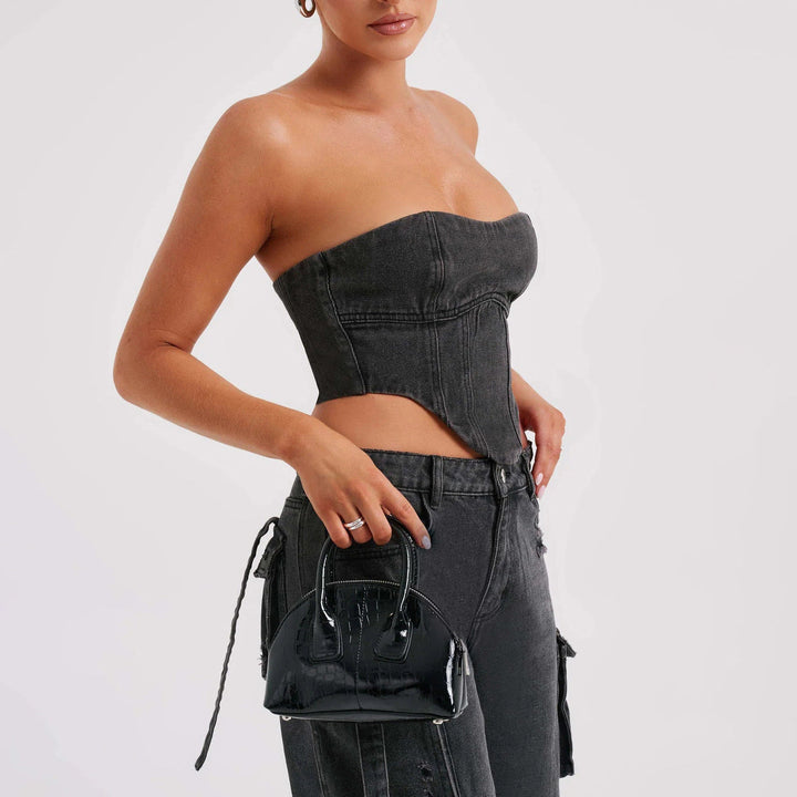 Drune | Denim-Anzüge Sommer Sexy Rückenausschnitt Tube Top und Mehrfach-Taschen Gerade Hosen Mode Lange Hosen Anzug Damenbekleidung