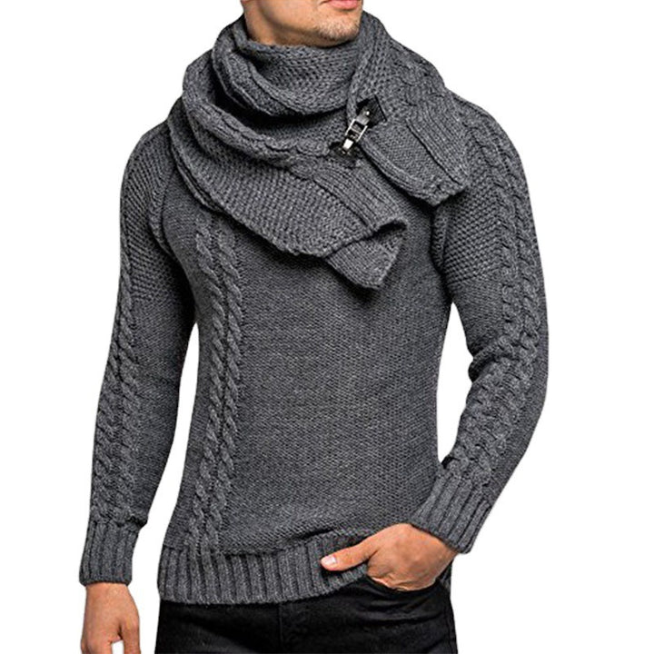 Herren Grobstrickpullover mit praktischem Schal Drune