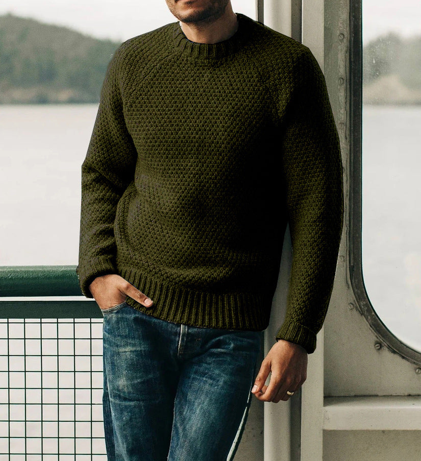 Herren Raglan-Strukturpullover mit Wabenstruktur und Rippbündchen Drune
