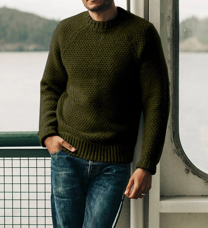 Herren Raglan-Strukturpullover mit Wabenstruktur und Rippbündchen Drune