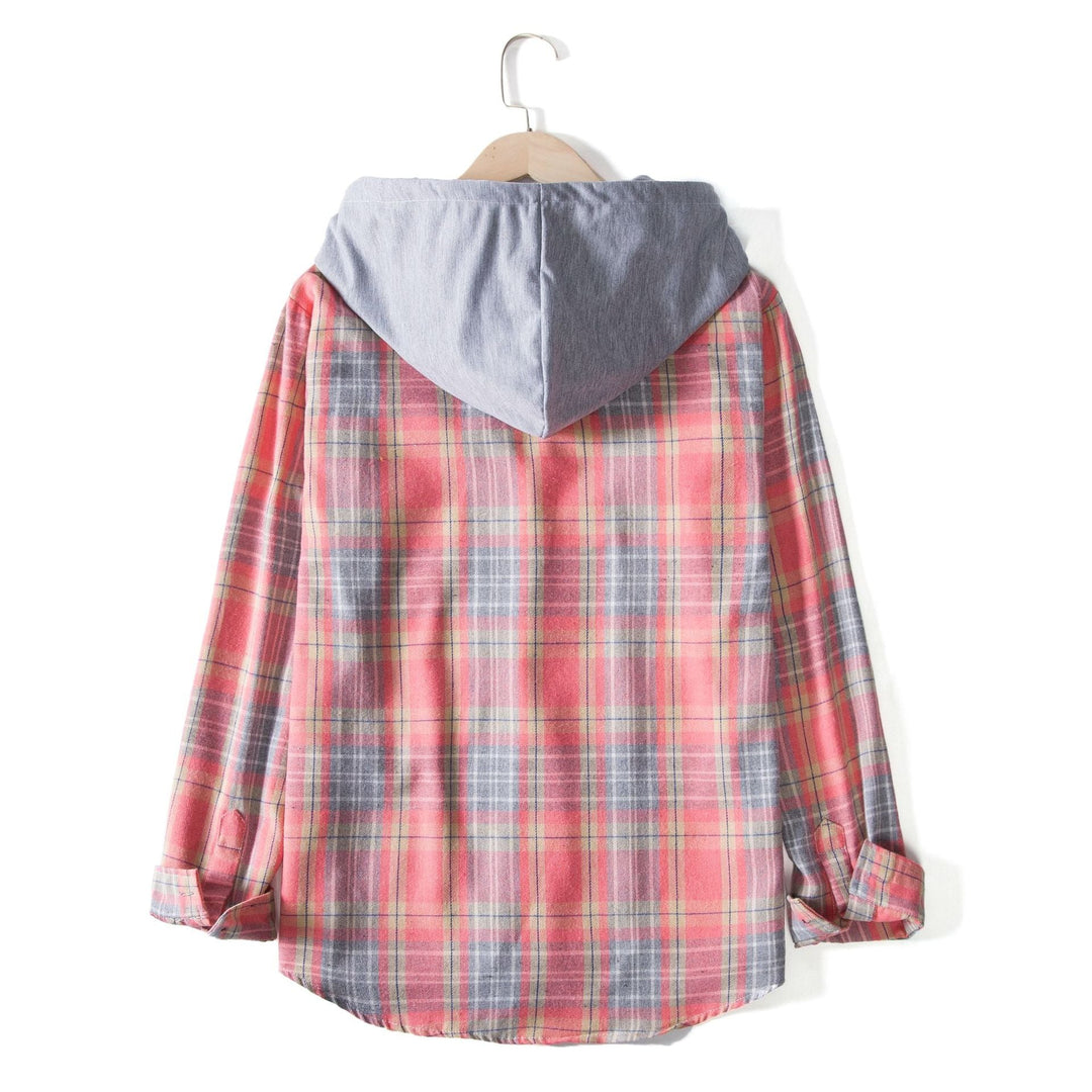Damen Flanellhemd mit Kapuze und praktischem Design Drune