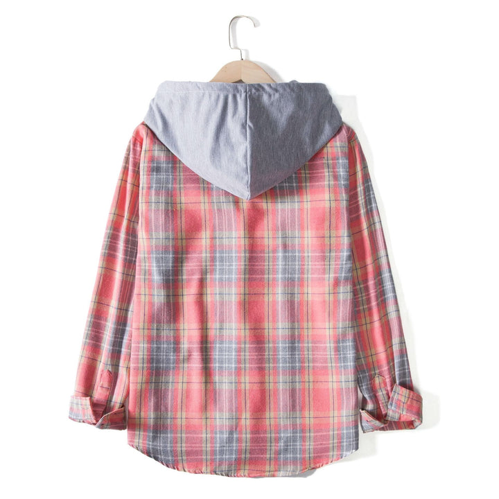 Damen Flanellhemd mit Kapuze und praktischem Design Drune