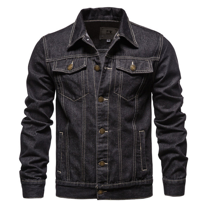 Herren Denim-Jacke im klassischen Stil mit praktischen Taschen und knopfverziertem Design Drune