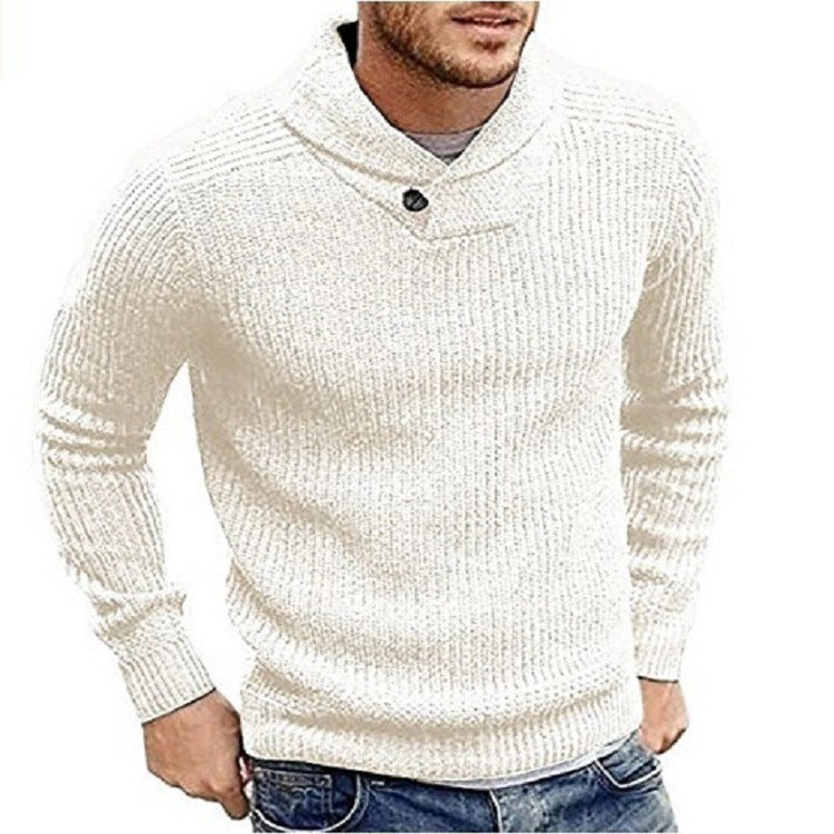 Herren Strickpullover mit Schalkragen und Knopfdetail Drune