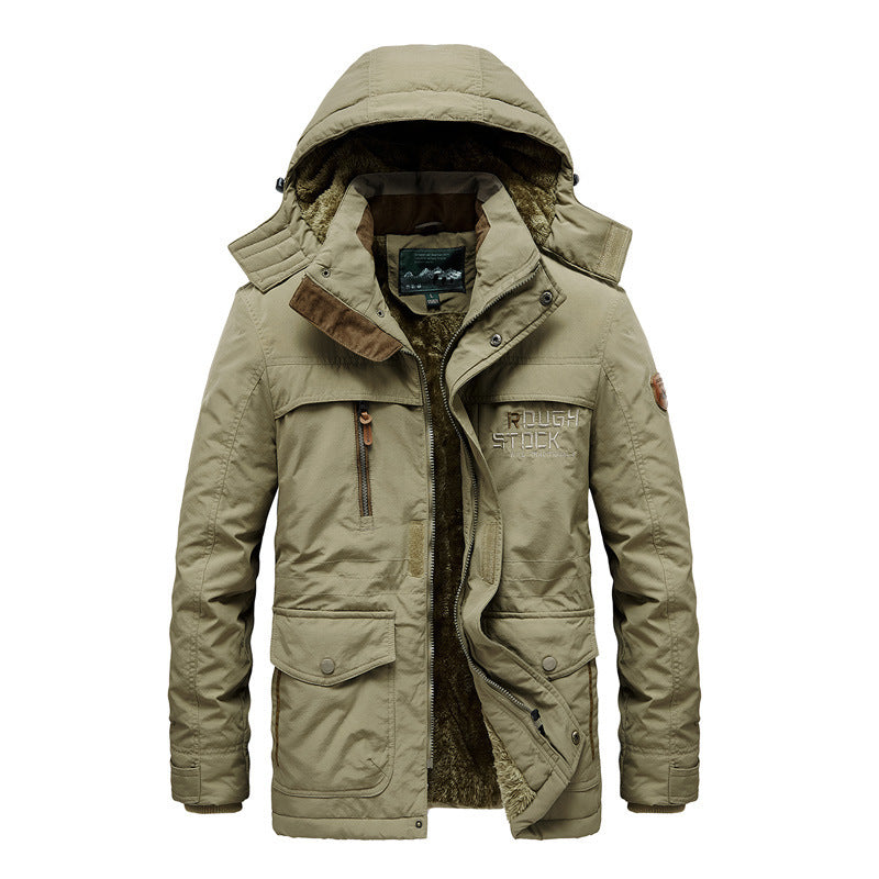 Herren Isolierter Fieldparka mit durchgehendem Kunstfellfutter, Kapuze und Multifunktions‑Taschen Drune